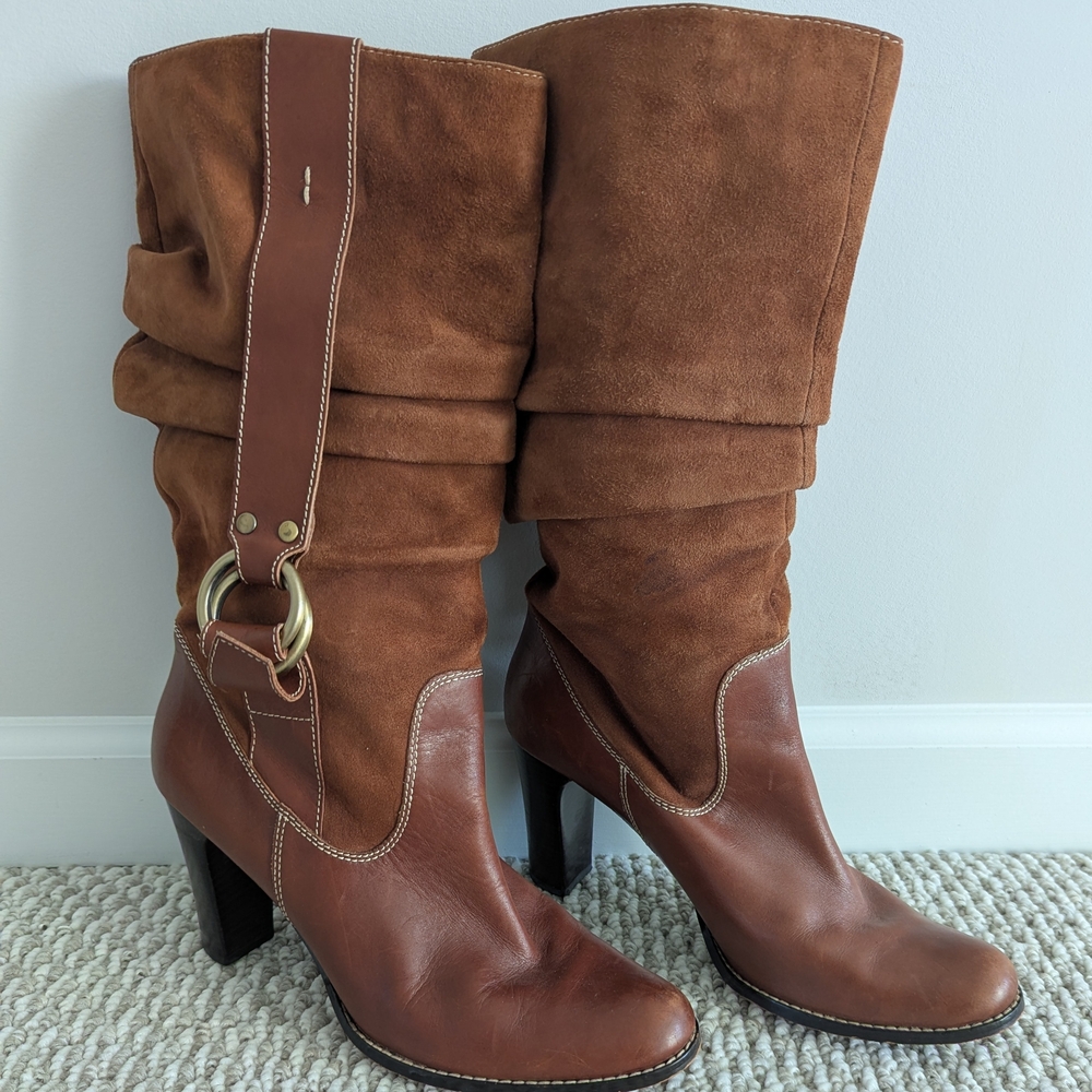 Brown Leather Slouchy Cowboy Boots